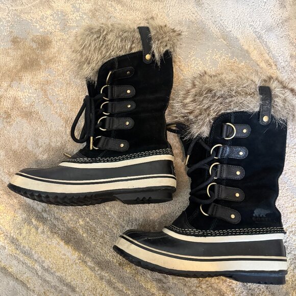 Sorel Shoes - Sorel Joan of Arc Snow Boots, Black Waterproof Winter Faux Fur, Womens Size 6